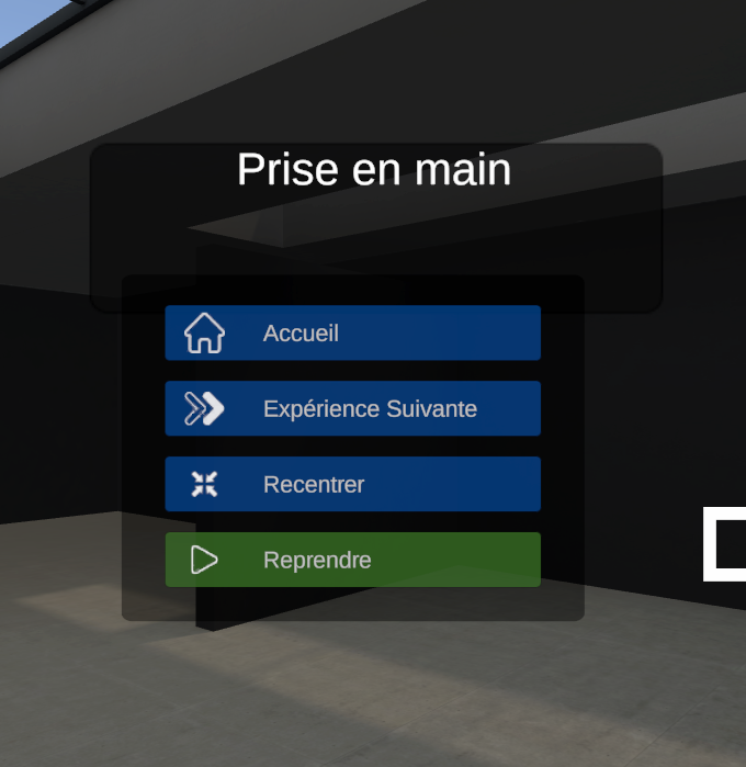 Menu de navigation manette DriVR